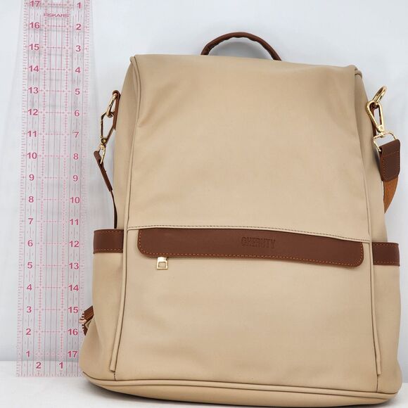 Cheruty Anti-Theft Tan Faux Leather Convertible Backpack - Picture 10 of 12